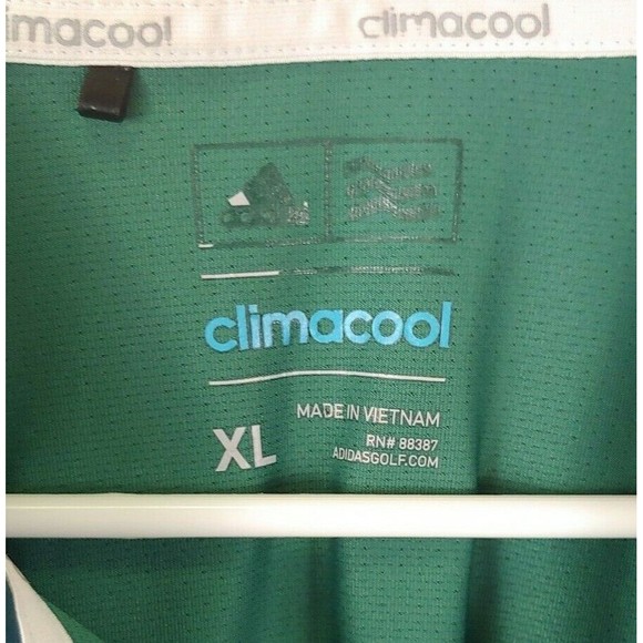Adidas Mens Polo Golf Shirt XL Climacool Green Embroidered Logo Short Sleeve - Picture 5 of 5